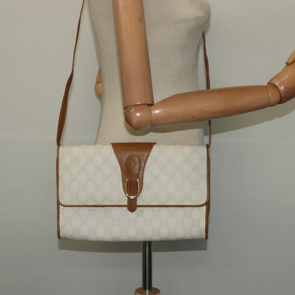 GUCCI GG Supreme Shoulder Bag PVC White Gold 904 02 050 Auth 128242