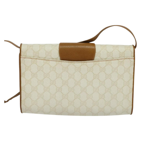 GUCCI GG Supreme Shoulder Bag PVC White Gold 904 02 050 Auth 128242