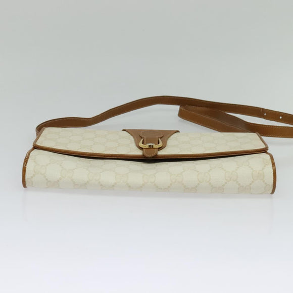 GUCCI GG Supreme Shoulder Bag PVC White Gold 904 02 050 Auth 128242