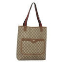 GUCCI GG Supreme Web Sherry Line Tote Bag PVC Beige 120 02 003 Auth 128243-1