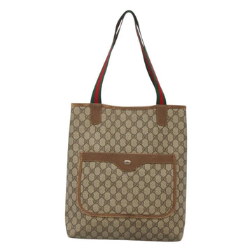 GUCCI GG Supreme Web Sherry Line Tote Bag PVC Beige 120 02 003 Auth 128243 - 0