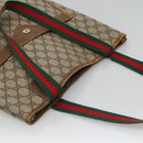 GUCCI GG Supreme Web Sherry Line Tote Bag PVC Beige 120 02 003 Auth 128243-6