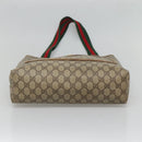 GUCCI GG Supreme Web Sherry Line Tote Bag PVC Beige 120 02 003 Auth 128243-9