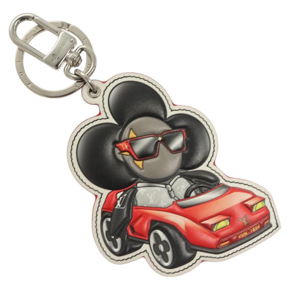 LOUIS VUITTON Sporty Car Vivienne Key Ring Leather Black M00960 LV Auth 128266