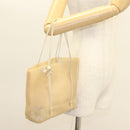 PRADA Hand Bag Nylon Beige Auth 128335-24