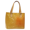 LOUIS VUITTON Monogram Vernis Houston Hand Bag Beige M91004 LV Auth 128358-1