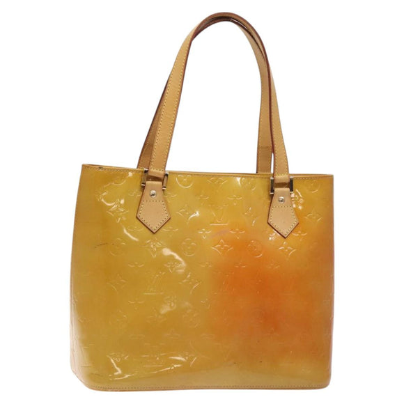 LOUIS VUITTON Monogram Vernis Houston Hand Bag Beige M91004 LV Auth 128358