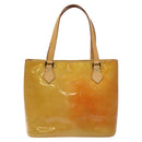 LOUIS VUITTON Monogram Vernis Houston Hand Bag Beige M91004 LV Auth 128358-13