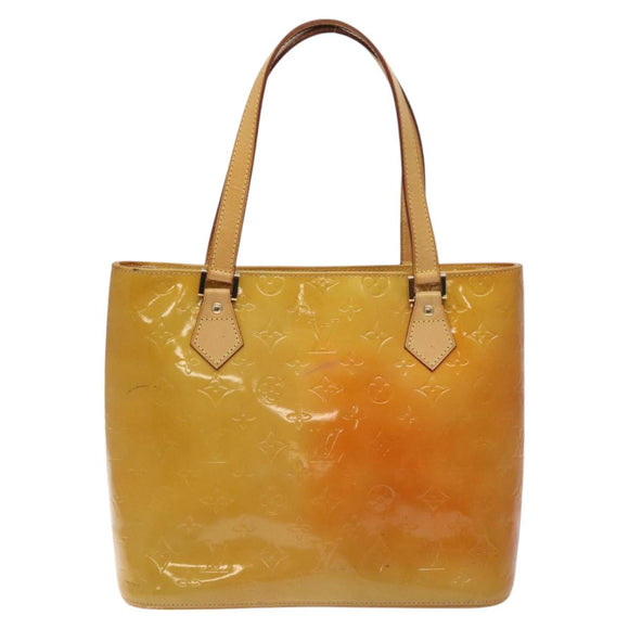 LOUIS VUITTON Monogram Vernis Houston Hand Bag Beige M91004 LV Auth 128358