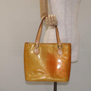 LOUIS VUITTON Monogram Vernis Houston Hand Bag Beige M91004 LV Auth 128358-23