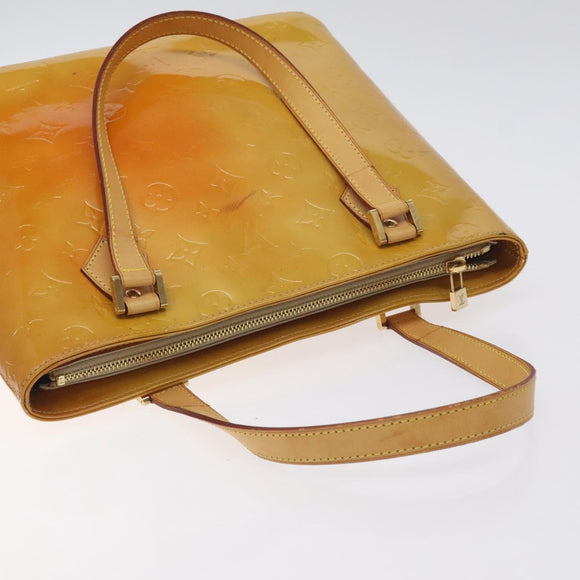 LOUIS VUITTON Monogram Vernis Houston Hand Bag Beige M91004 LV Auth 128358
