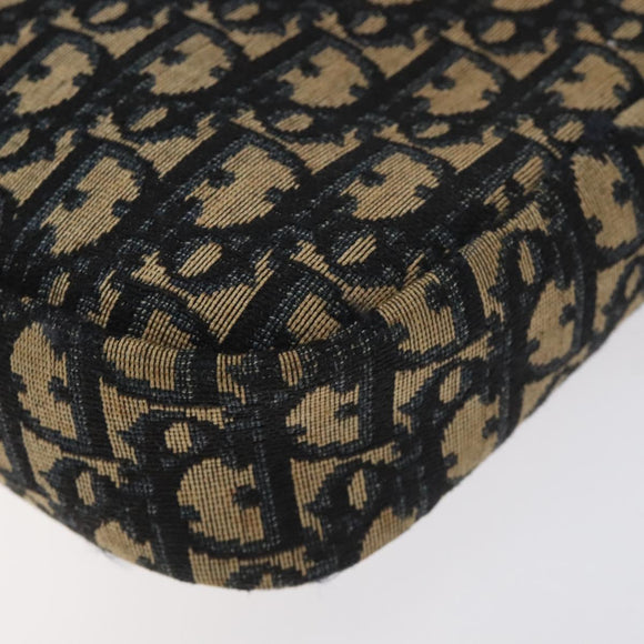 Christian Dior Trotter Canvas Shoulder Bag Navy Gold Auth 128360