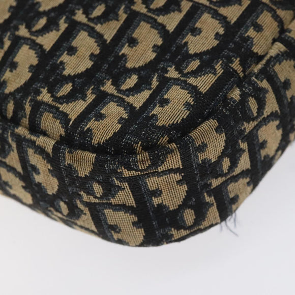 Christian Dior Trotter Canvas Shoulder Bag Navy Gold Auth 128360