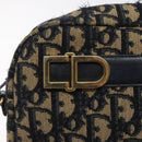 Christian Dior Trotter Canvas Shoulder Bag Navy Gold Auth 128360-17