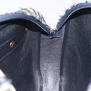 Christian Dior Trotter Canvas Shoulder Bag Navy Gold Auth 128360-19