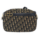 Christian Dior Trotter Canvas Shoulder Bag Navy Gold Auth 128360-13
