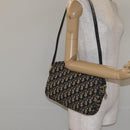 Christian Dior Trotter Canvas Shoulder Bag Navy Gold Auth 128360-20