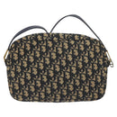 Christian Dior Trotter Canvas Shoulder Bag Navy Gold Auth 128360-2