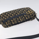 Christian Dior Trotter Canvas Shoulder Bag Navy Gold Auth 128360-6