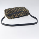Christian Dior Trotter Canvas Shoulder Bag Navy Gold Auth 128360-7