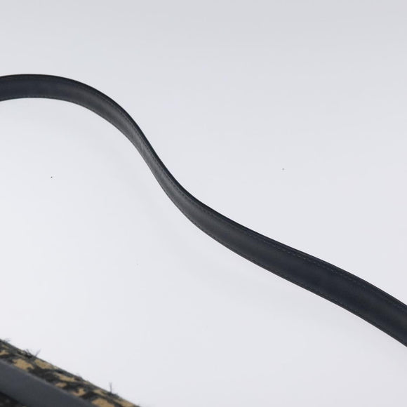 Christian Dior Trotter Canvas Shoulder Bag Navy Gold Auth 128360