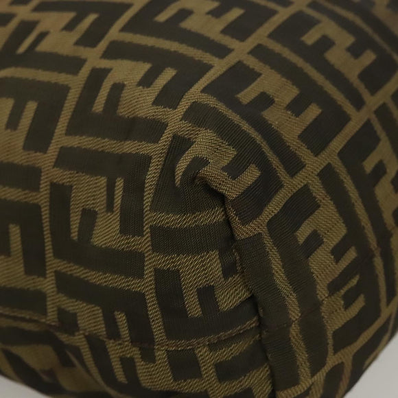 FENDI Zucca Canvas Mamma Tote Bag Black Brown Auth 128398