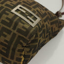 FENDI Zucca Canvas Mamma Tote Bag Black Brown Auth 128398-15