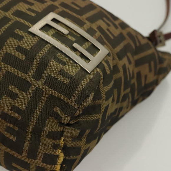 FENDI Zucca Canvas Mamma Tote Bag Black Brown Auth 128398