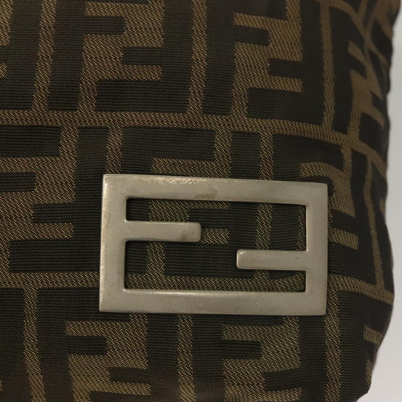 FENDI Zucca Canvas Mamma Tote Bag Black Brown Auth 128398