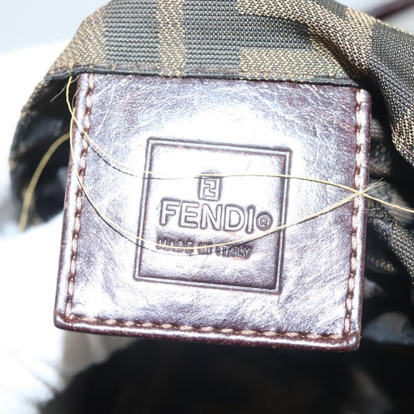 FENDI Zucca Canvas Mamma Tote Bag Black Brown Auth 128398