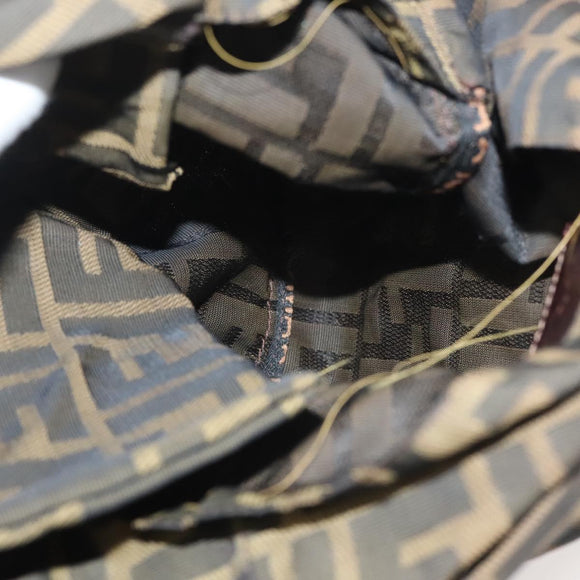 FENDI Zucca Canvas Mamma Tote Bag Black Brown Auth 128398