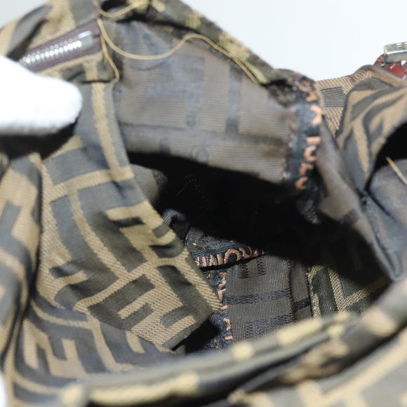 FENDI Zucca Canvas Mamma Tote Bag Black Brown Auth 128398