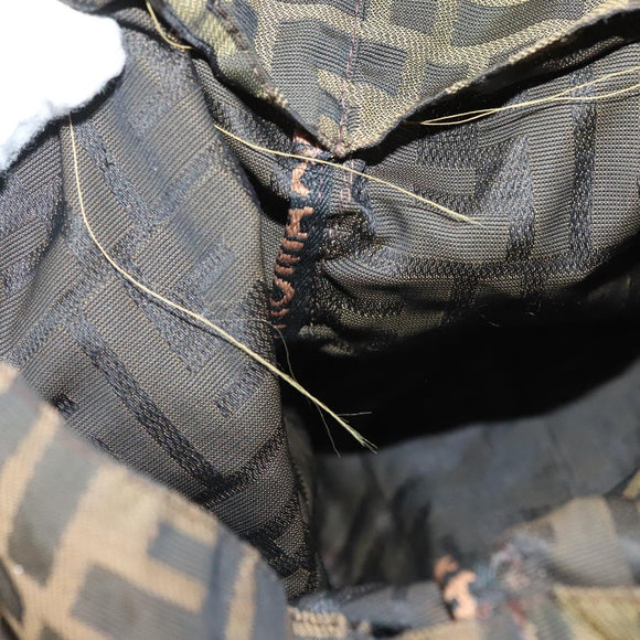 FENDI Zucca Canvas Mamma Tote Bag Black Brown Auth 128398