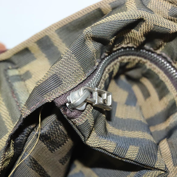 FENDI Zucca Canvas Mamma Tote Bag Black Brown Auth 128398