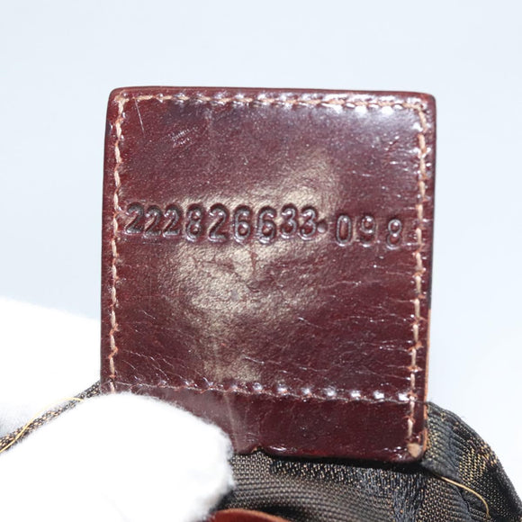 FENDI Zucca Canvas Mamma Tote Bag Black Brown Auth 128398