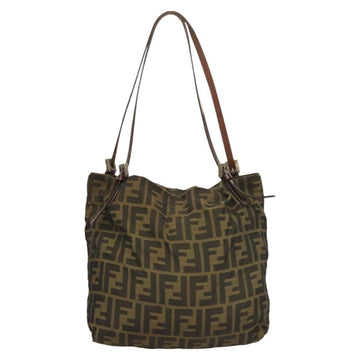 FENDI Zucca Canvas Mamma Tote Bag Black Brown Auth 128398 - 0