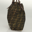FENDI Zucca Canvas Mamma Tote Bag Black Brown Auth 128398-3
