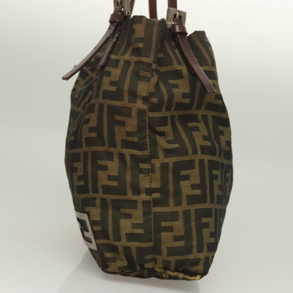 FENDI Zucca Canvas Mamma Tote Bag Black Brown Auth 128398