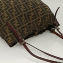FENDI Zucca Canvas Mamma Tote Bag Black Brown Auth 128398-6
