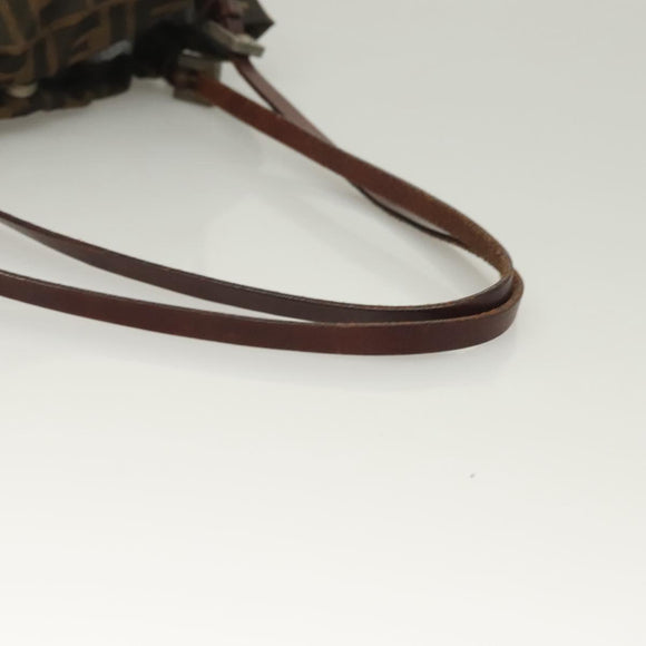 FENDI Zucca Canvas Mamma Tote Bag Black Brown Auth 128398