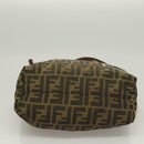 FENDI Zucca Canvas Mamma Tote Bag Black Brown Auth 128398-5