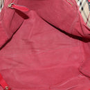 BURBERRY Nova Check Tote Bag PVC Beige Gold Red Auth 128403-11