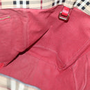 BURBERRY Nova Check Tote Bag PVC Beige Gold Red Auth 128403-17