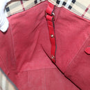 BURBERRY Nova Check Tote Bag PVC Beige Gold Red Auth 128403-18