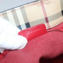BURBERRY Nova Check Tote Bag PVC Beige Gold Red Auth 128403-12