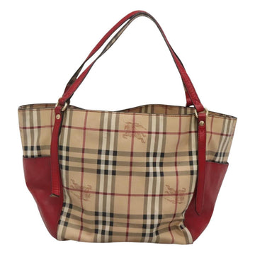 BURBERRY Nova Check Tote Bag PVC Beige Gold Red Auth 128403 - 0