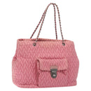 PRADA Chain Tote Bag Nylon Pink Silver Auth 128405-1