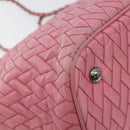 PRADA Chain Tote Bag Nylon Pink Silver Auth 128405-13