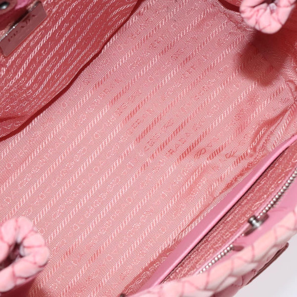 PRADA Chain Tote Bag Nylon Pink Silver Auth 128405