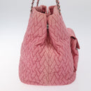 PRADA Chain Tote Bag Nylon Pink Silver Auth 128405-4